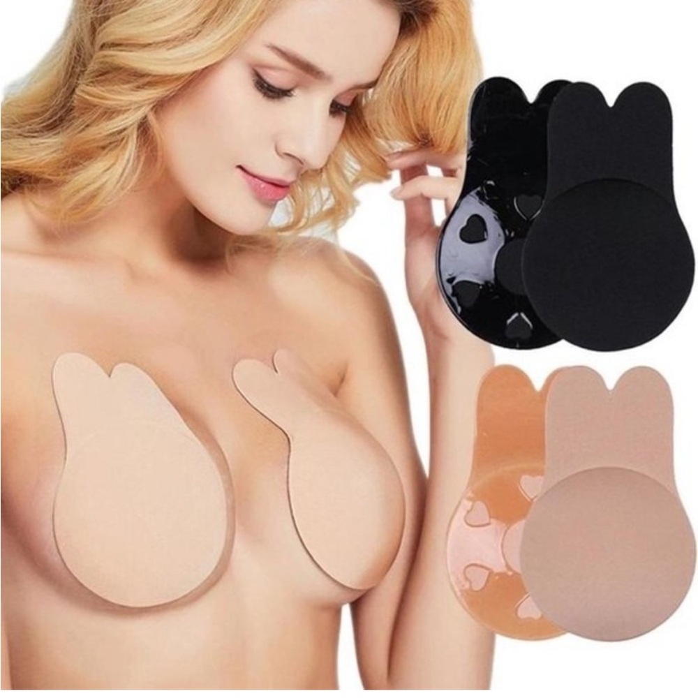 2 PAIR SIZE S/M PUSH UP SILICONE STRAPLESS BRA SELF ADHESIVE REUSABLE NEW